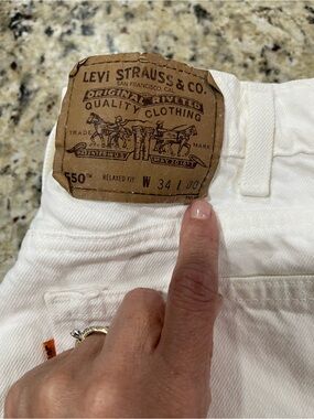 Levi's White Vintage Orange Label Back-Pocket Denim Jeans with Leather Patch